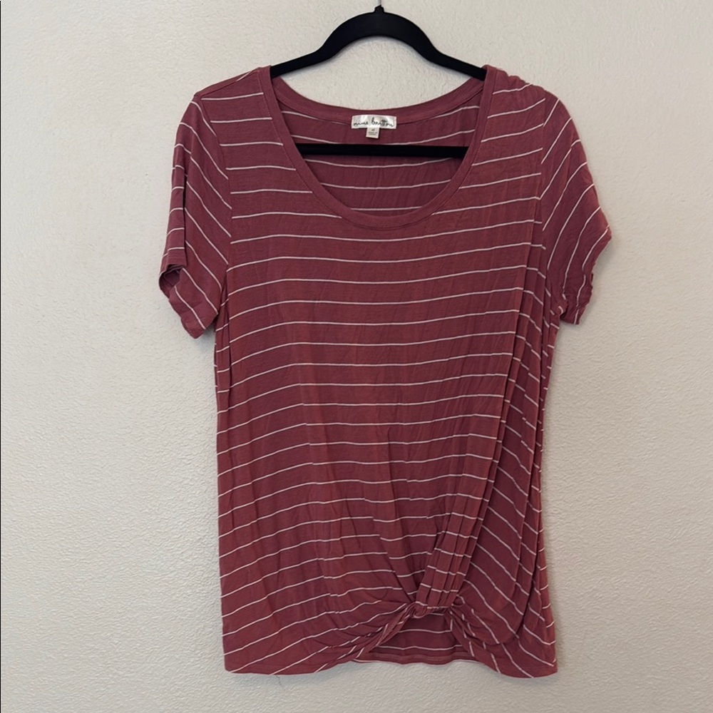 A New Day Red and White Tie Front T-Shirt